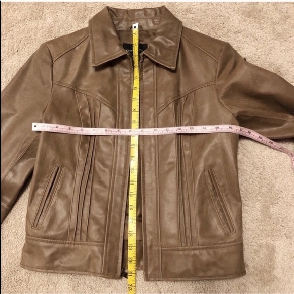 Moda International brown leather jacket full zip pockets tan Victoria’s Secret - Picture 5 of 8